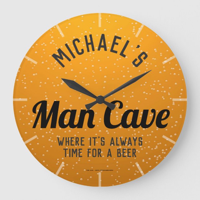 Personalised Dark Beer Man Cave Large Clock (Front)