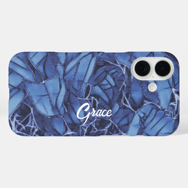 Personalised Dark Blue Floral  Case-Mate iPhone Case (Back (Horizontal))