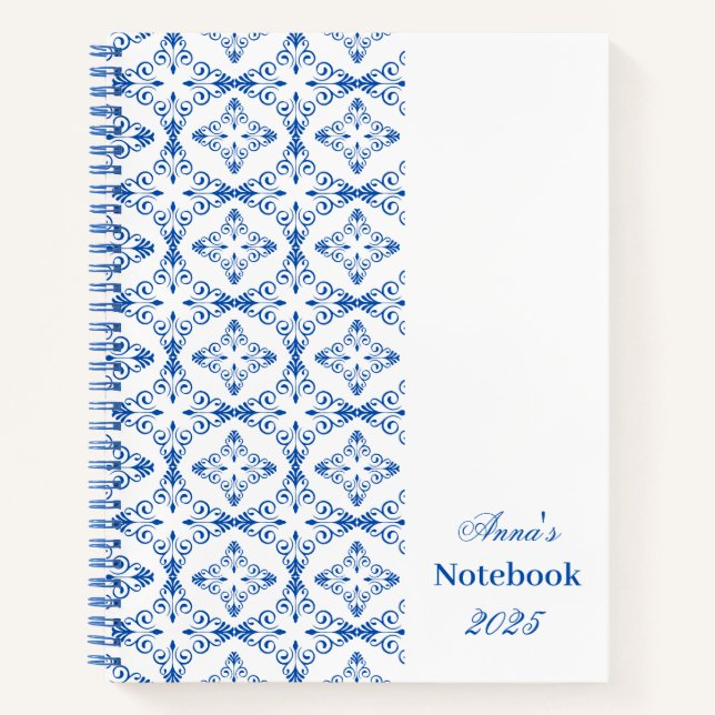 Personalised Dark Blue vector Pattern Notebook (Front)