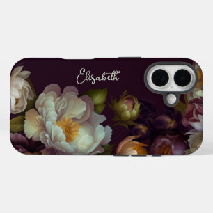 Personalised Dark Botanical Floral iPhone Case