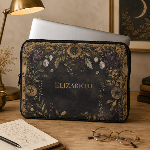Personalised Dark Botanical Witchy Laptop Sleeve