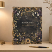 Personalised Dark Botanical Witchy Study Journal