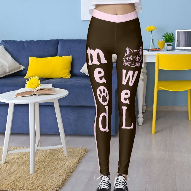 Personalised Dark Brown Pink Stripes Pet Cat  Leggings (Creator Uploaded)