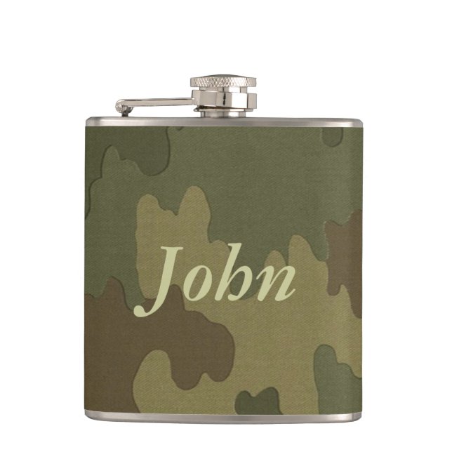 Personalised Dark Camouflage Flask (Front)