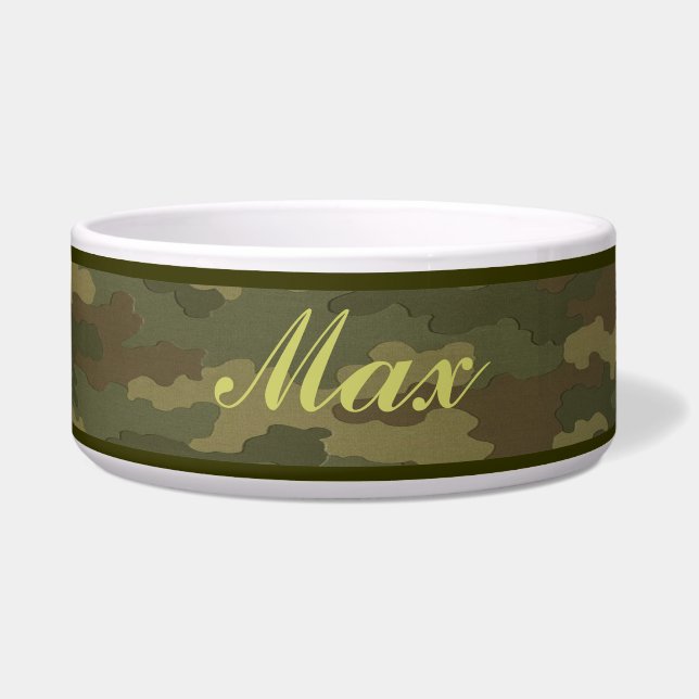 Personalised Dark Camouflage Pet Bowl (Front)