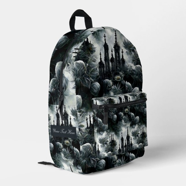 Personalised Dark Garden Printed Backpack (Back Corner Left)