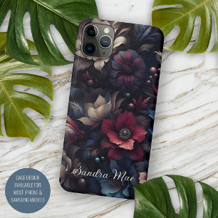 Personalised Dark Gothic Dahlia Floral Victorian iPhone 15 Plus Case