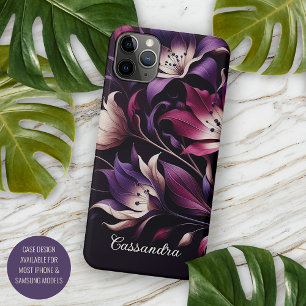 Personalised Dark Gothic Lilies Floral Victorian iPhone 11 Pro Max Case