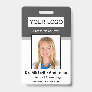 Personalised Dark Grey  Doctor Photo Identity ID Badge