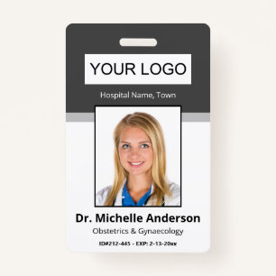 Personalised Dark Grey  Doctor Photo Identity ID Badge