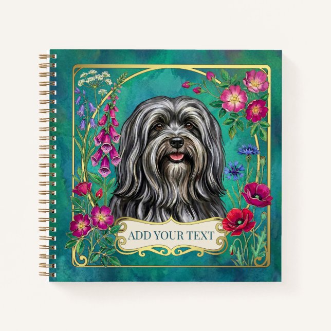 Personalised Dark Grey Lhasa Apso Notebook (Front)