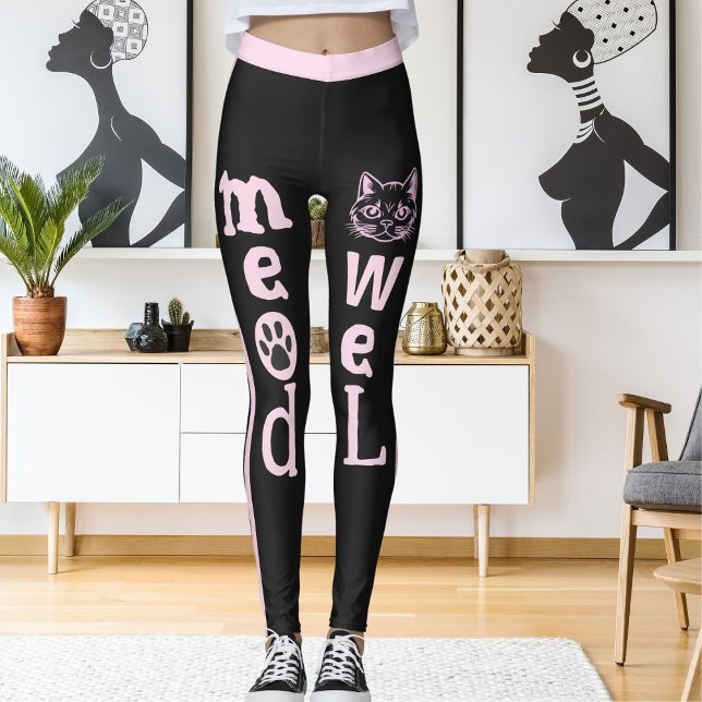 Personalised Dark Grey Light Pink Stripes Pet Cat  Leggings (Creator Uploaded)