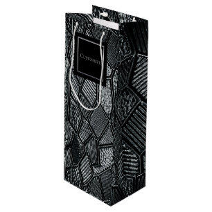 Personalised Dark Grey Mosaic Glass Wine Gift Bag