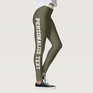 Personalised Dark Olive Neutral Modern Athleisure Leggings