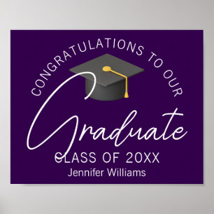 Personalised Dark Purple 2025 Graduation Party Poster