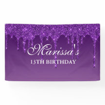 Personalised Dark Purple Dripping Glitter Birthday