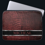 Personalised Dark Red Faux Leather  Laptop Sleeve<br><div class="desc">Laptop Sleeve. Featuring a Personalised Dark Red Leather Faux Design ready for you to personalise. ✔NOTE: ONLY CHANGE THE TEMPLATE AREAS NEEDED! 😀 If needed, you can remove the text and start fresh adding whatever text and font you like. 📌If you need further customisation, please click the "Click to Customise...</div>