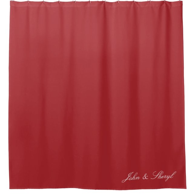 Personalised Dark Red Solid Colour Shower Curtain (Front)