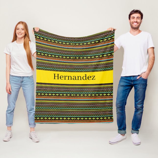 Personalised dark southwest pattern fleece blanket (In Situ)