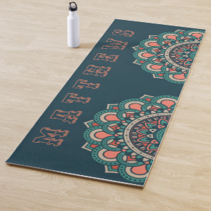 Personalised dark Turquoise Mandala Boho  Yoga Mat