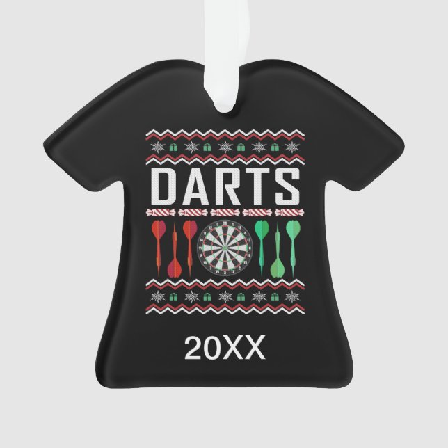 Personalised Dart Dartboard Ugly Christmas Sweater Ornament (Front)