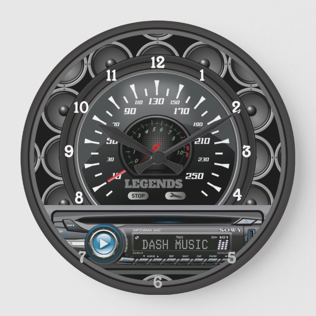 Personalised Dashboard Deck Speedometer Large Clock (Front)