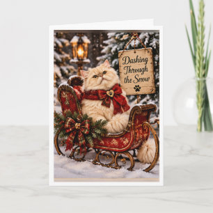 Personalised Dashing Through the Snow Persian Cat Card