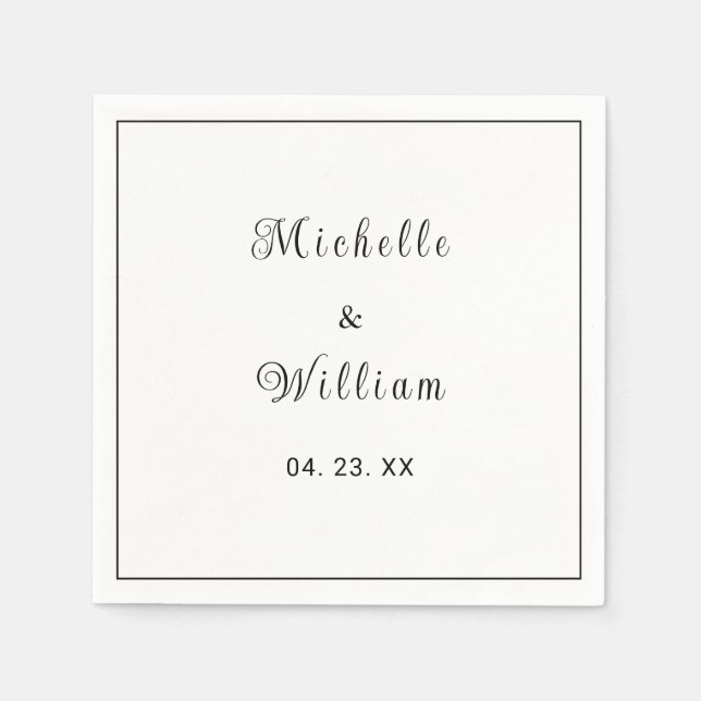 Personalised  Dated B&W Lined  Napkin (Front)