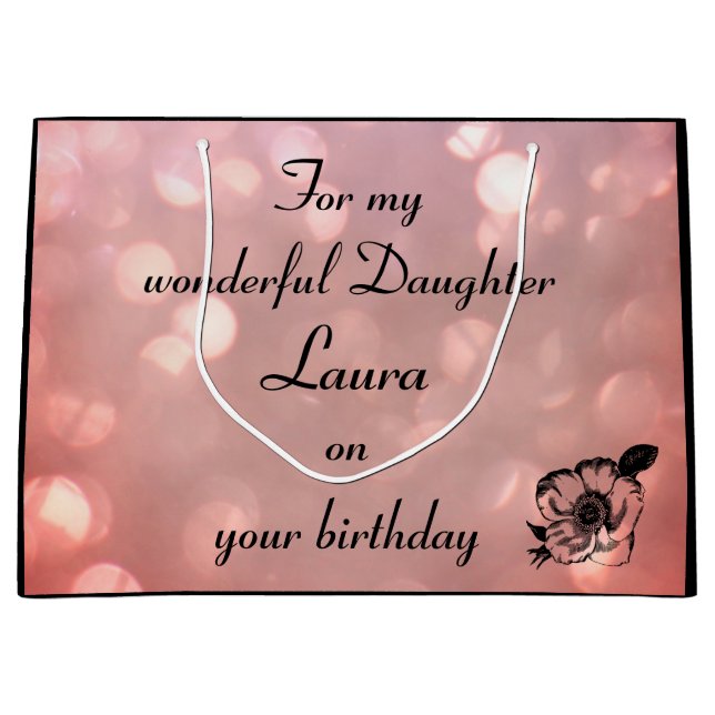 Personalised Daughter Birthday Large Gift Bag (Front)