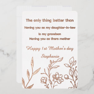 Personalised daughter in law 1st mother's day  foil holiday card