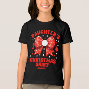 Personalised Daughter's Christmas Red Bow Shirt