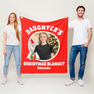 Personalised Daughter's Photo Christmas Fleece Blanket