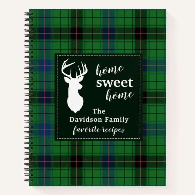 Personalised Davidson Tartan Plaid Family Recipe Notebook (Front)