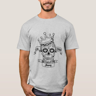 Personalised Day of The Dead Skull Cotton T-shirt