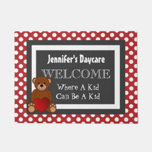 Personalised Daycare Fun Polka Dots Welcome Doormat