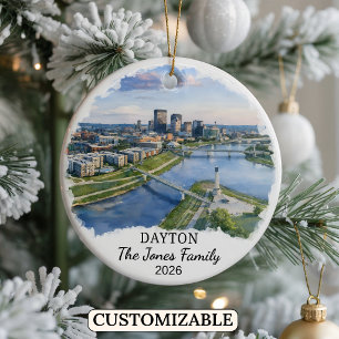 Personalised Dayton Ornament, Custom Ohio State Ceramic Tree Decoration
