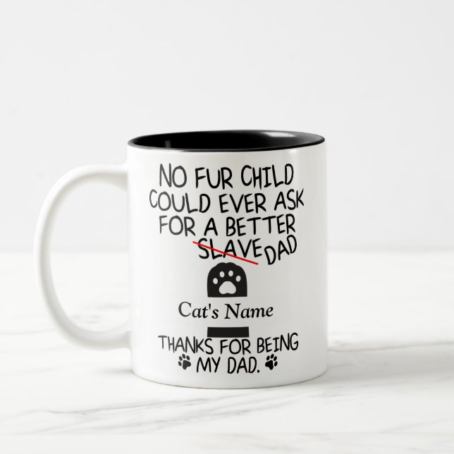 personalised dear cat dad, cat's name Two-Tone coffee mug (Left)