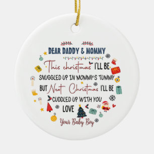 Personalised Dear Daddy This Christmas I'll Be Snu Ceramic Tree Decoration
