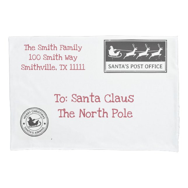 Personalised Dear Santa Pillowcase (Front)