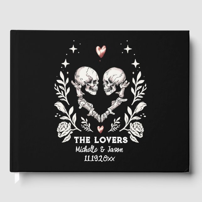 Personalised Death Lovers Gothic Skeleton Wedding Guest Book (Front)