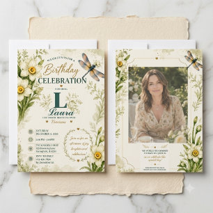 Personalised December Birth Flower Birthday Invitation