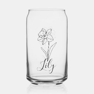 Personalised December Narcissus Birth Flower Gift Can Glass