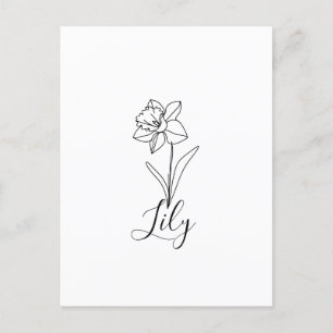 Personalised December Narcissus Birth Flower Gift Postcard