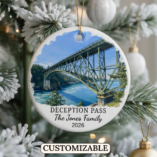 Personalised Deception Pass Ornament, Washington Ceramic Tree Decoration