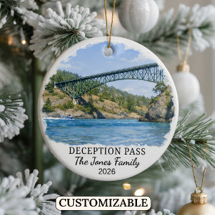 Personalised Deception Pass Ornament, Washington Ceramic Tree Decoration