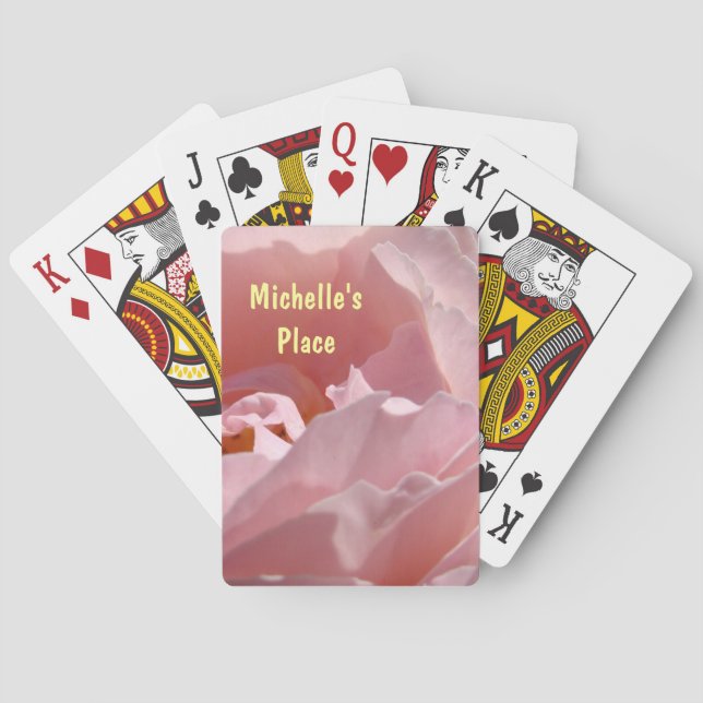 Personalised Deck of Cards Add Your Name Pink Rose (Back)