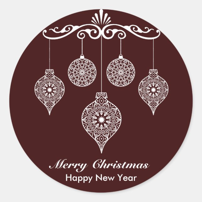 Personalised Decorative Christmas Design Classic Round Sticker (Front)