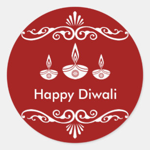 Personalised Decorative Diwali Design Classic Round Sticker