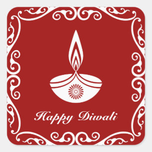 Personalised Decorative Diwali Design Square Sticker