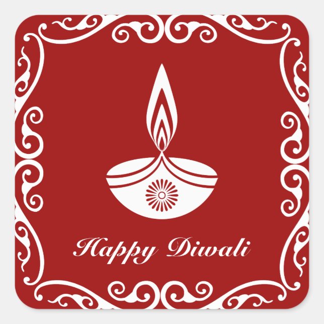 Personalised Decorative Diwali Design Square Sticker (Front)